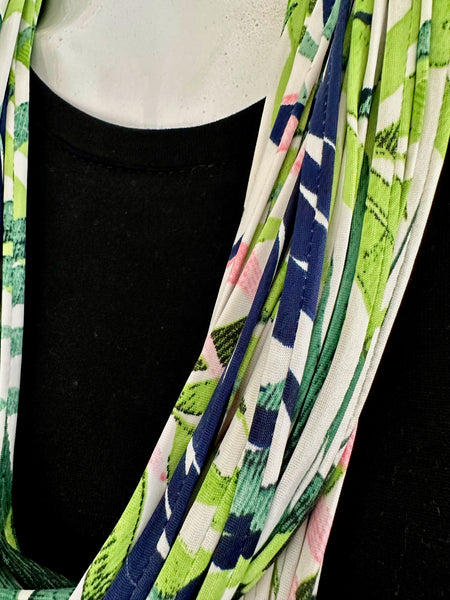 Green, Blue, and Pink Infinity Scarf 'Evergreen'