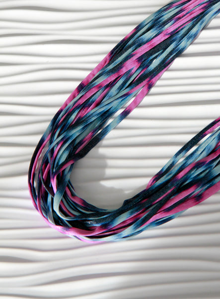 Ikat Print Infinity Scarf in Blue and Pink 'Sorbet'