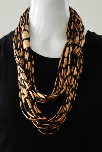 Bronze and Black Scarf Necklace 'Sphere'