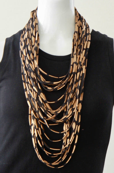 Bronze and Black Scarf Necklace 'Sphere'