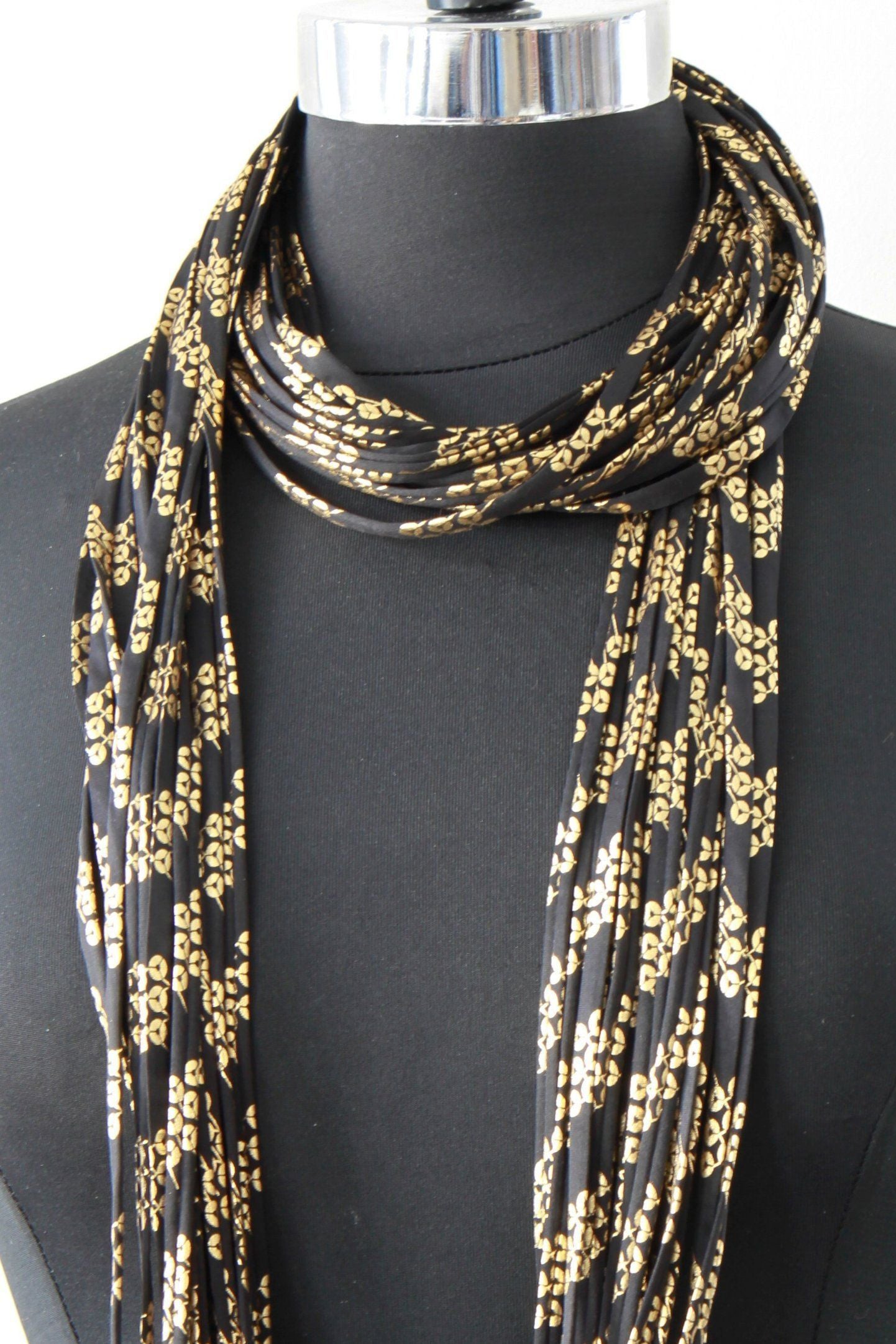 Black and sales gold infinity scarf