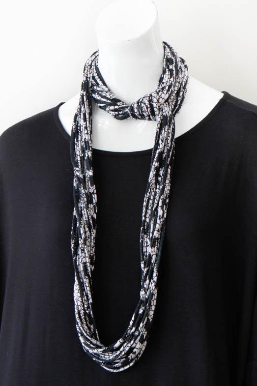 Infinity Scarf Necklace in Black and White &#39;Laced&#39;