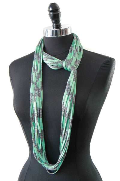 Green Stripe Infinity Scarf 'Mint Condition'