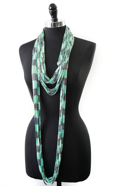 Green Stripe Infinity Scarf 'Mint Condition'