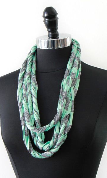 Green Stripe Infinity Scarf 'Mint Condition'