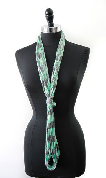 Green Stripe Infinity Scarf 'Mint Condition'