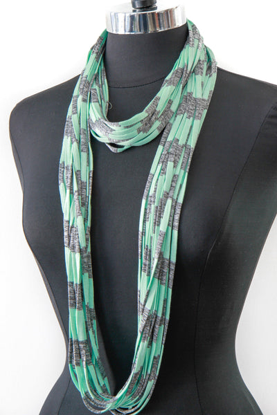 Green Stripe Infinity Scarf 'Mint Condition'