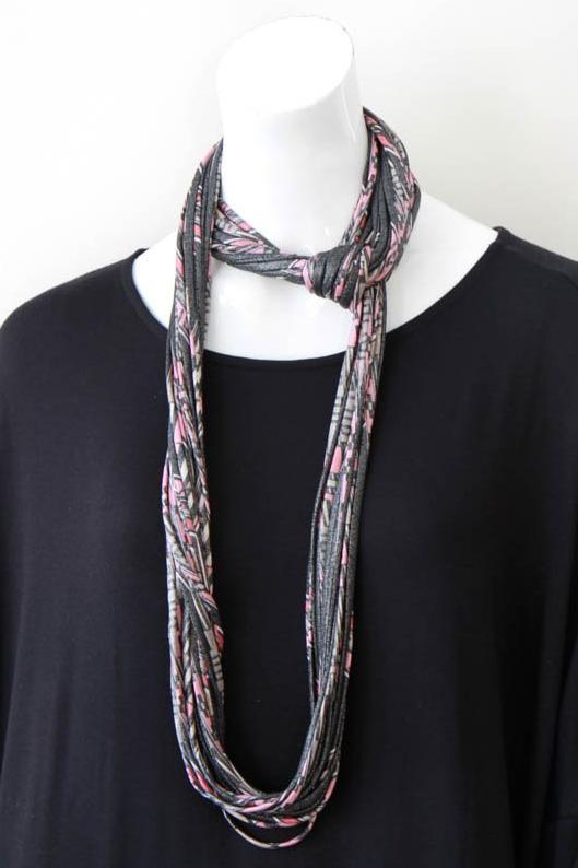 Infinity Scarf Necklace in Pink, Silver and Taupe &#39;Rose Quartz&#39;