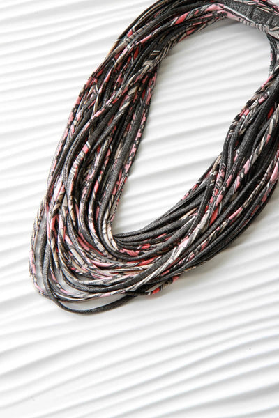 Infinity Scarf Necklace in Pink, Silver and Taupe 'Rose Quartz'