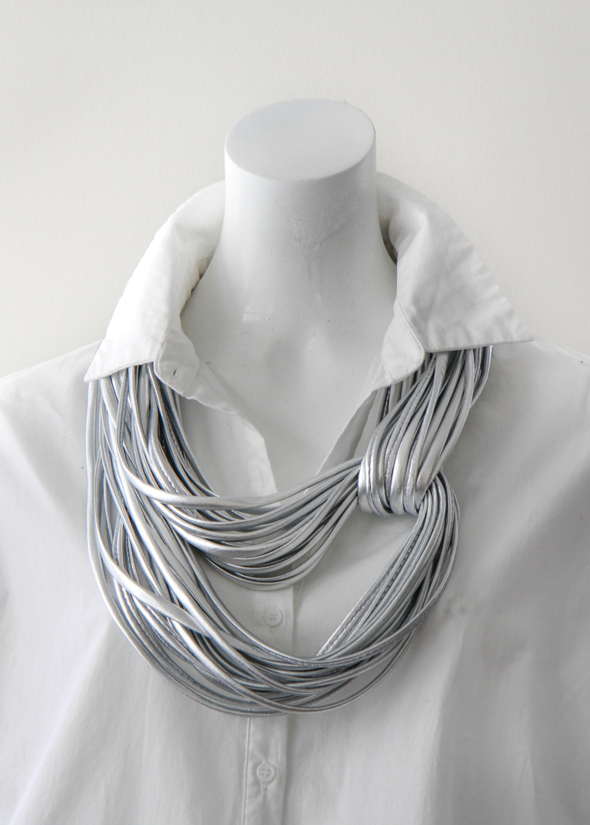 Light Silver Infinity Scarf for Women Chrome Necknots