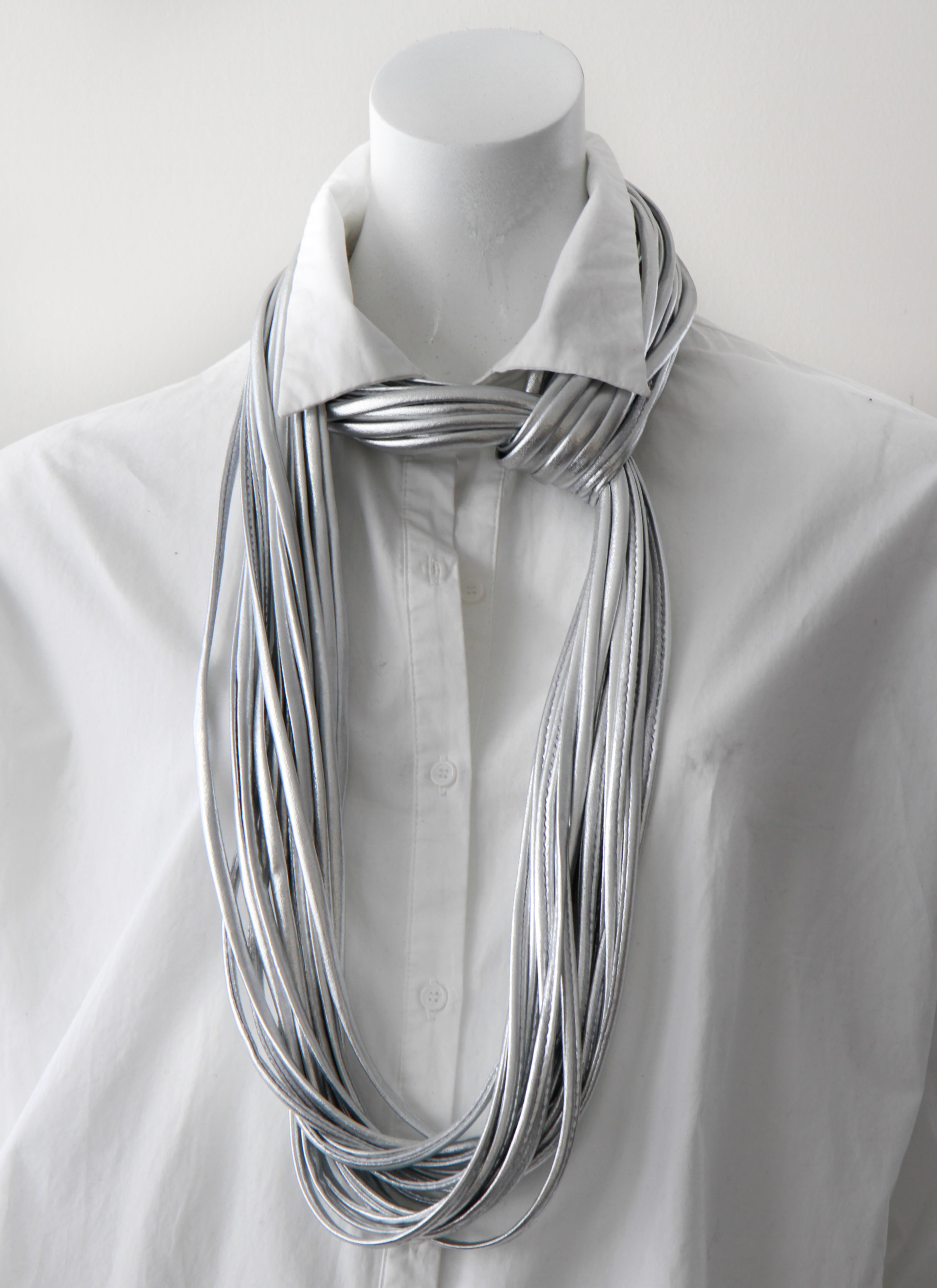 Light Silver Infinity Scarf for Women Chrome Necknots