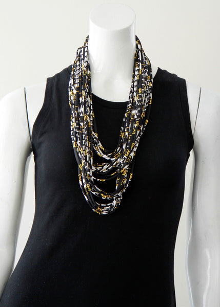 Black and White Infinity Scarf Necklace 'Houndstooth'