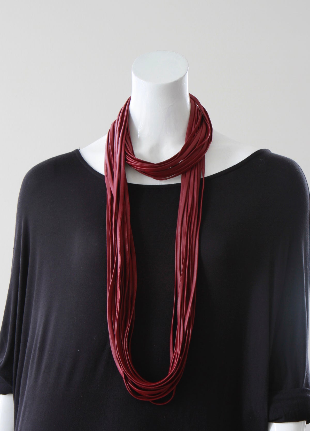 Infinity Scarf in Vegan Leather &#39;Bordeaux&#39;