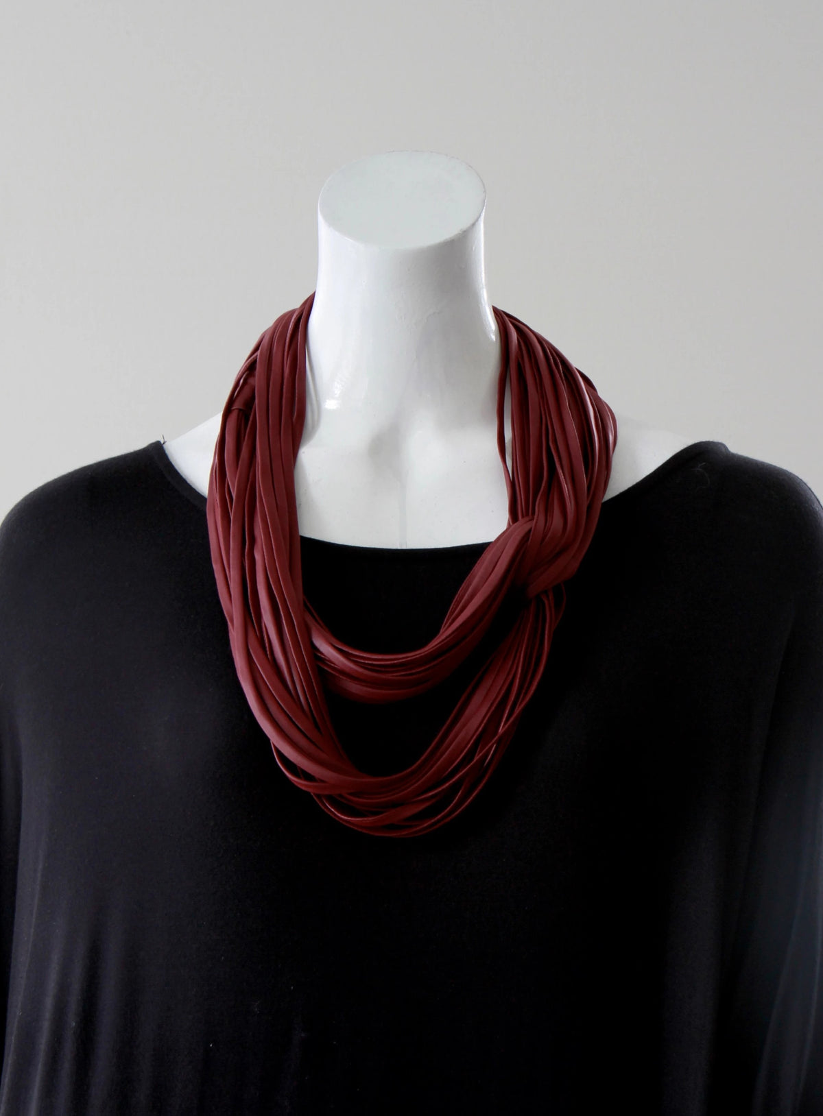 Infinity Scarf in Vegan Leather &#39;Bordeaux&#39;