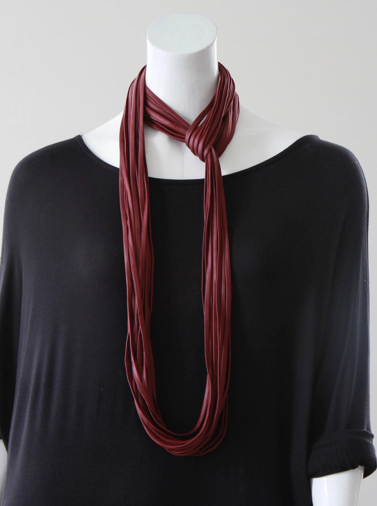 Infinity Scarf in Vegan Leather &#39;Bordeaux&#39;