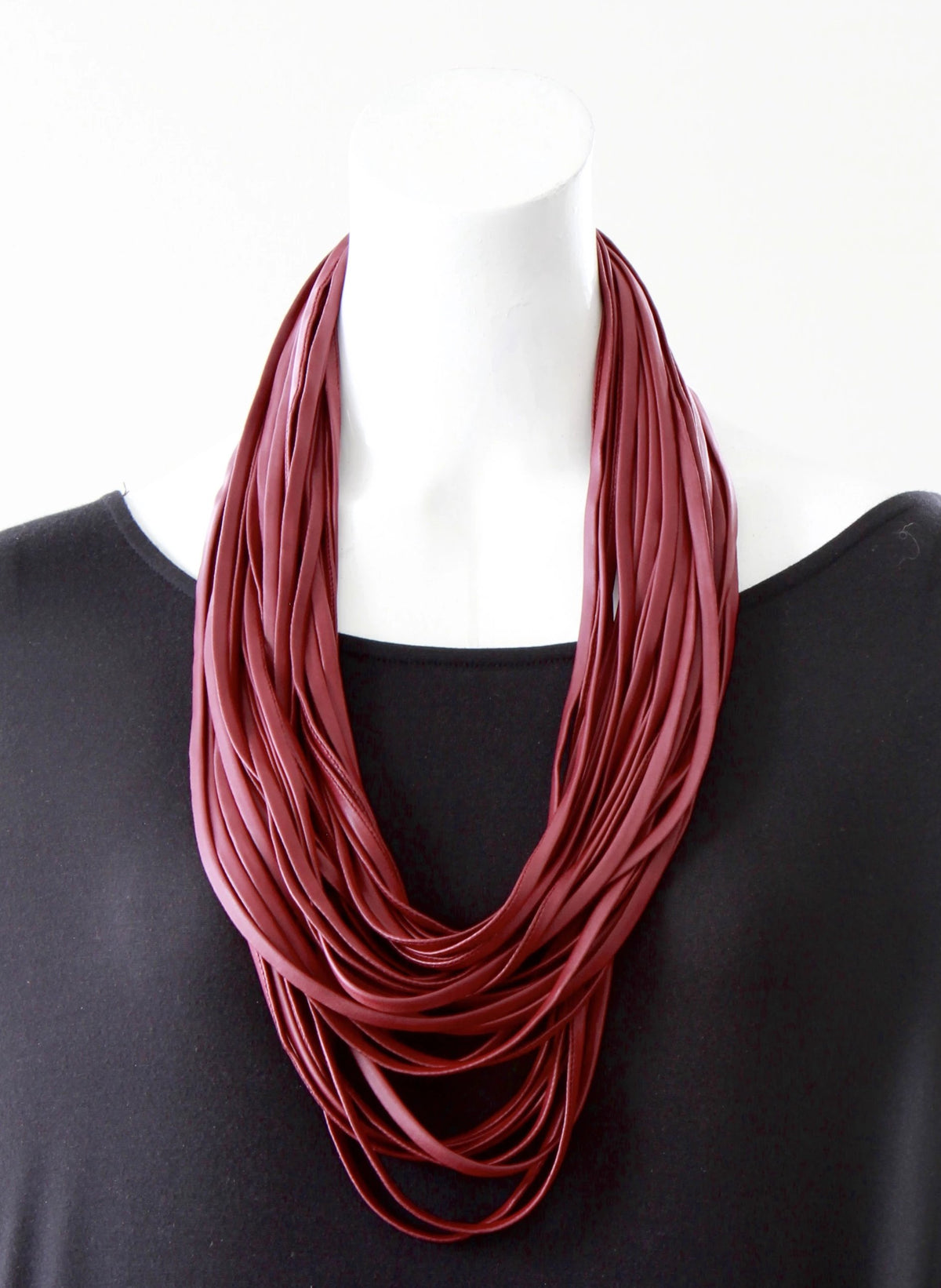 Infinity Scarf in Vegan Leather &#39;Bordeaux&#39;