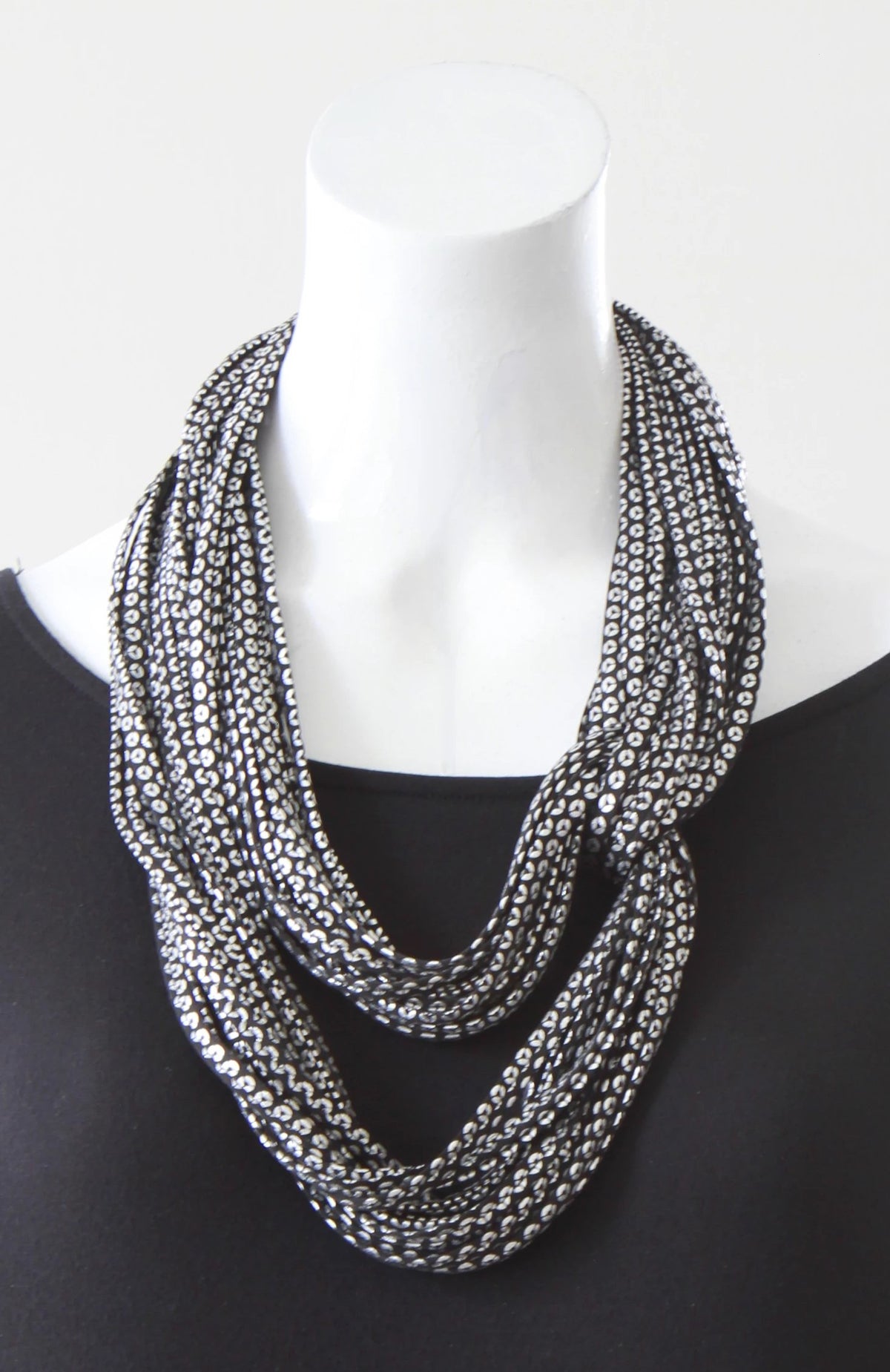 Black and Silver Infinity Scarf &#39;Medallion&#39;