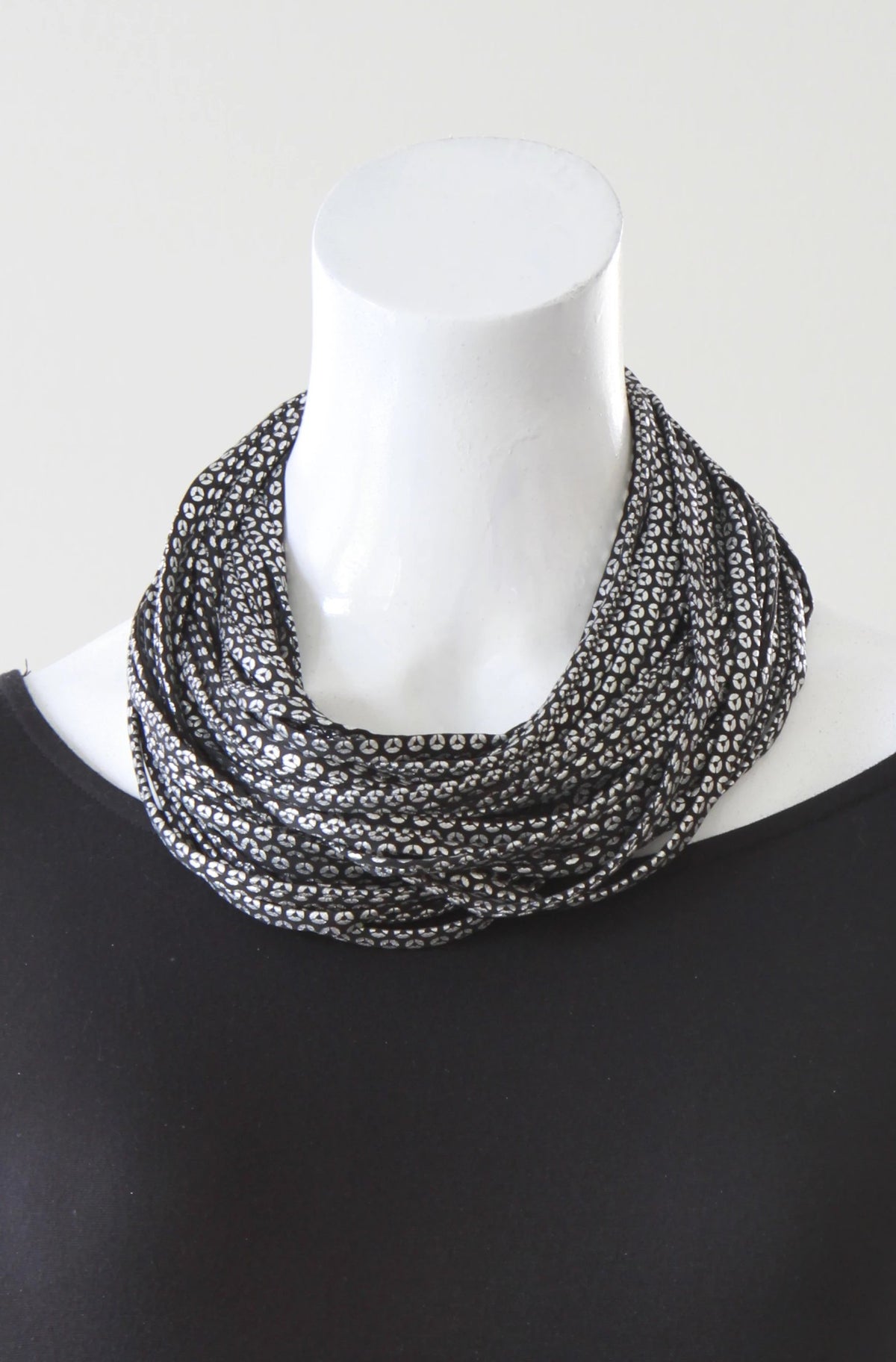 Black and Silver Infinity Scarf &#39;Medallion&#39;