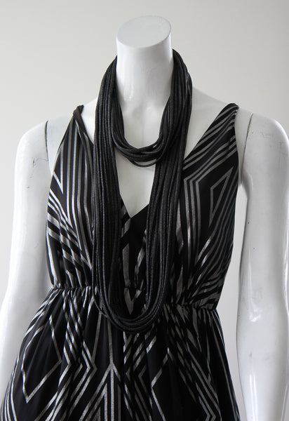 Black Infinity Scarf with Silver Sheen 'Frost'