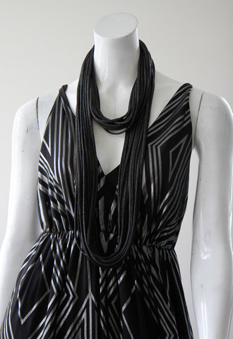 Black Infinity Scarf with Silver Sheen 'Frost'