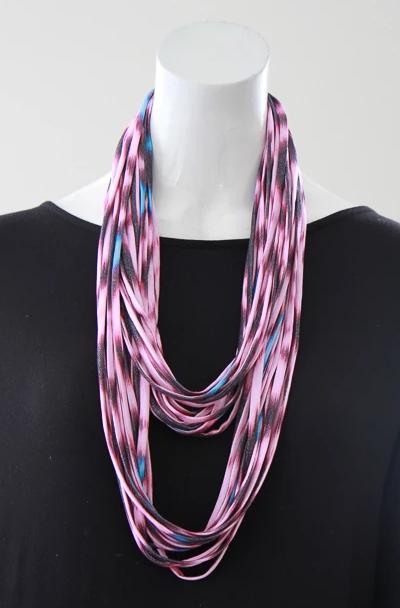 Ikat Print Infinity Scarf in Blue and Pink &#39;Sorbet&#39;
