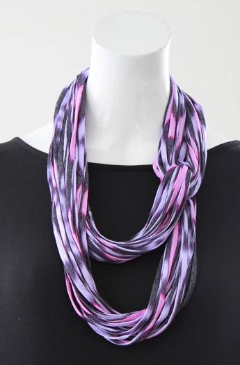 Ikat Print Infinity Scarf in Purple and Pink 'Sorbet'