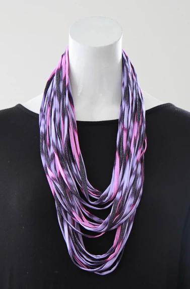 Ikat Print Infinity Scarf in Purple and Pink 'Sorbet'