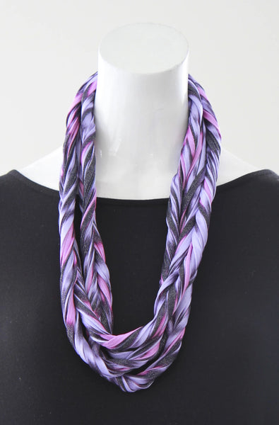 Ikat Print Infinity Scarf in Purple and Pink 'Sorbet'