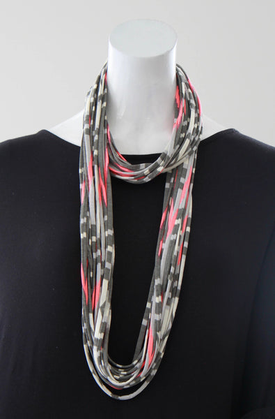 Infinity Scarf in Neon Pink and Grey "Glow"