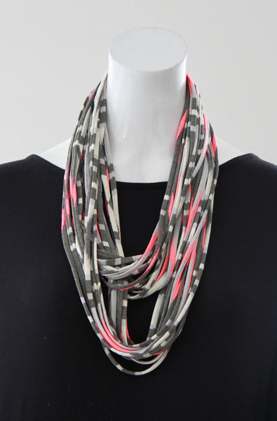Infinity Scarf in Neon Pink and Grey "Glow"