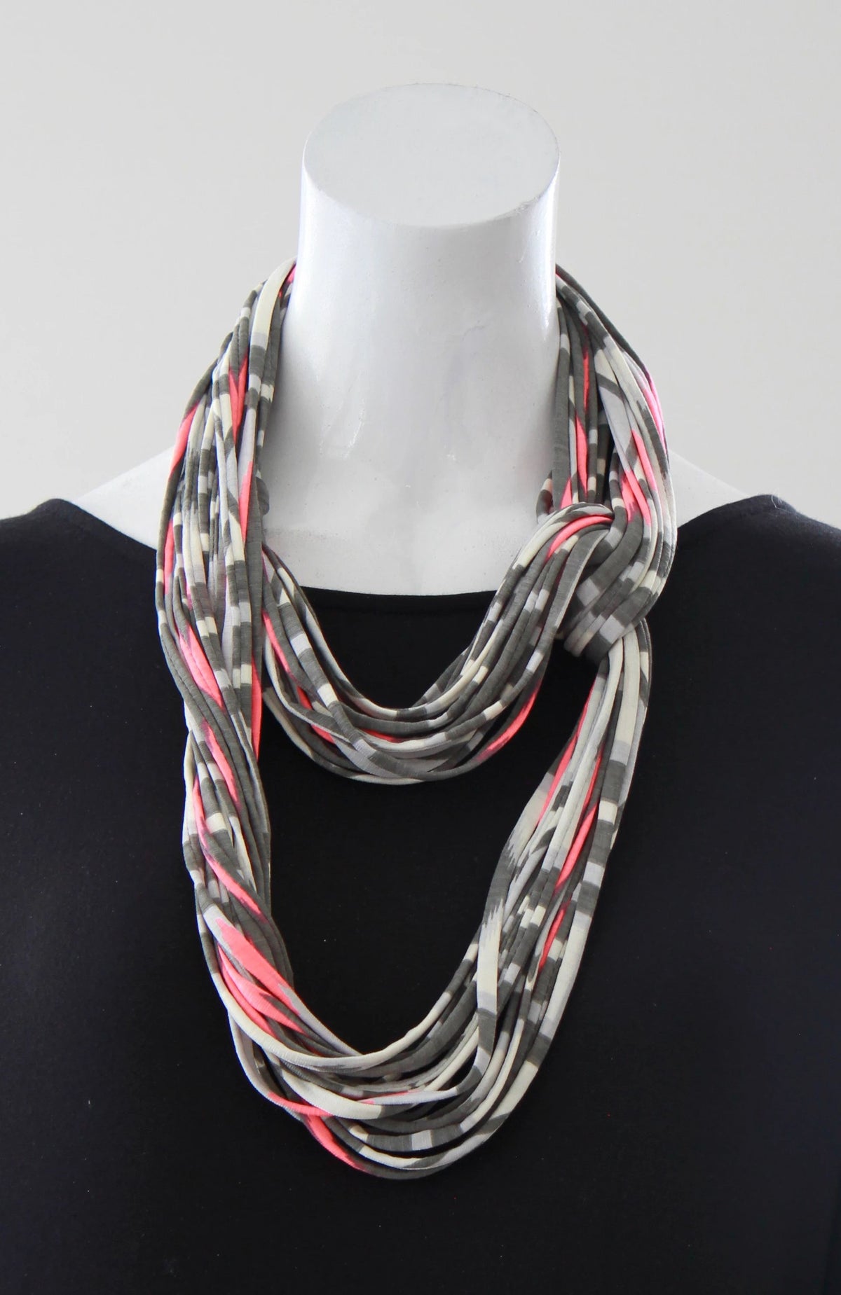 Infinity Scarf in Neon Pink and Grey &quot;Glow&quot;