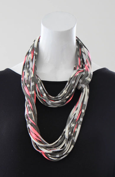 Infinity Scarf in Neon Pink and Grey "Glow"