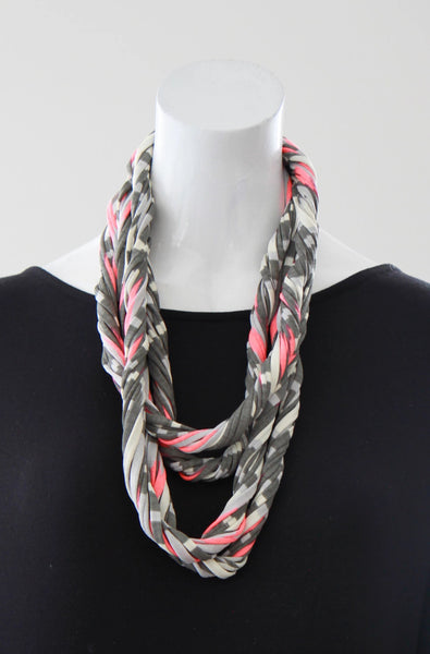 Infinity Scarf in Neon Pink and Grey "Glow"