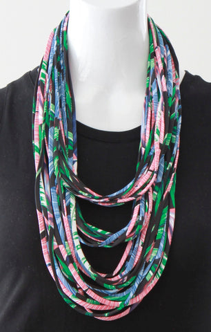 Leaf Print Infinity Scarf Necklace 'Palm'