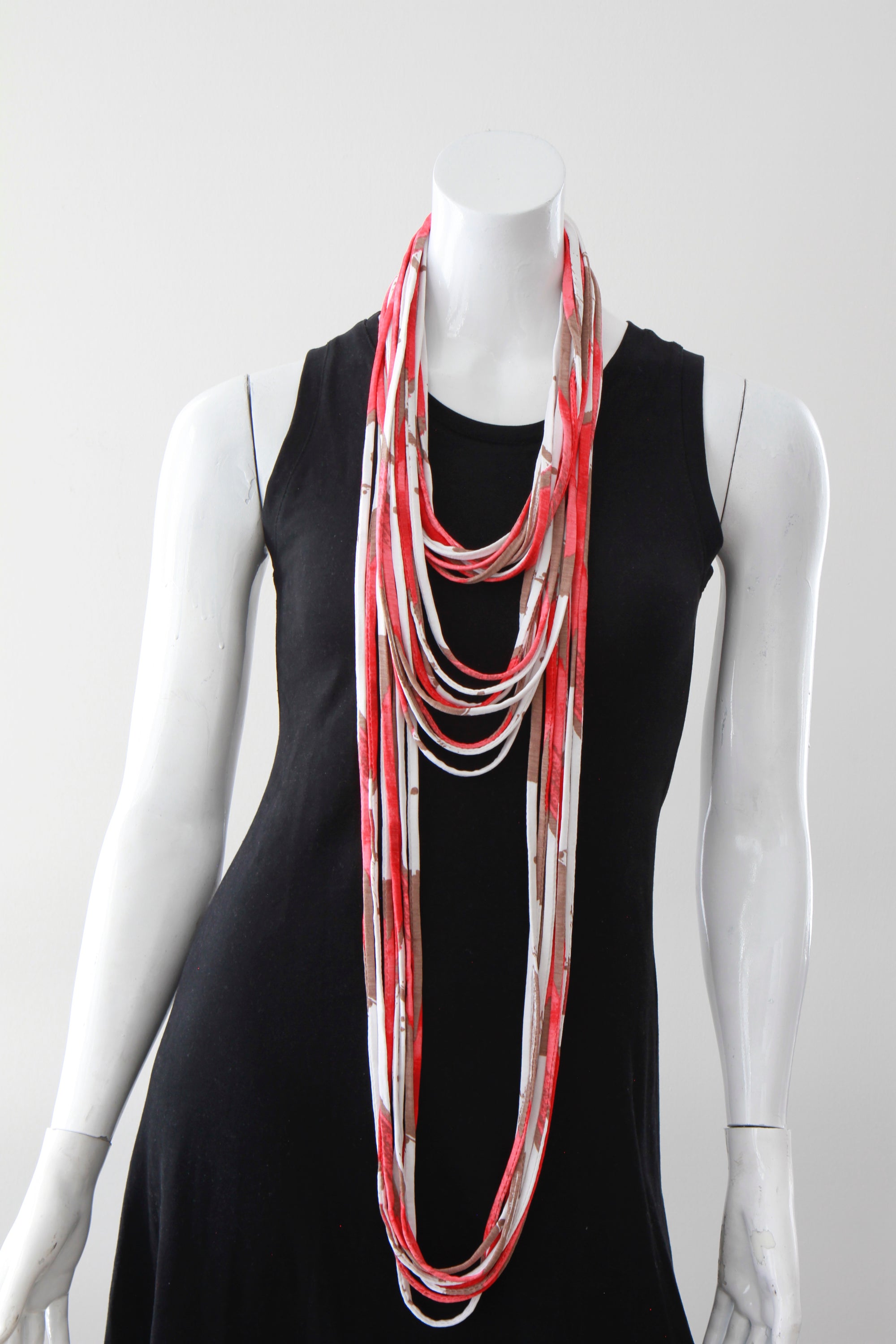 Living Coral Infinity Scarf, Statement Necklace