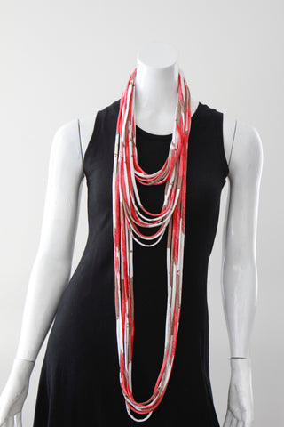Living Coral Infinity Scarf, Statement Necklace