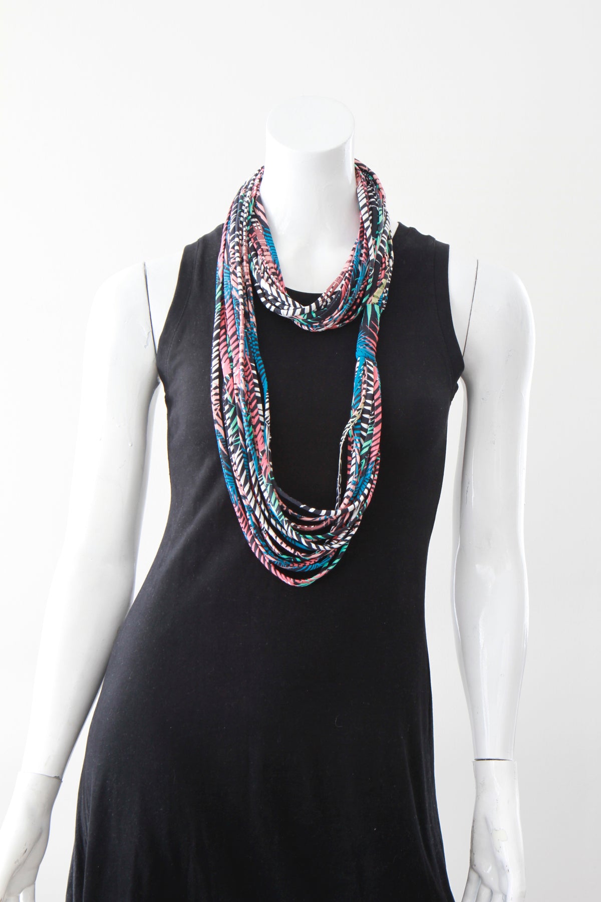 Multi-Color Print Infinity Scarf Necklace &#39;Carnivale&#39;