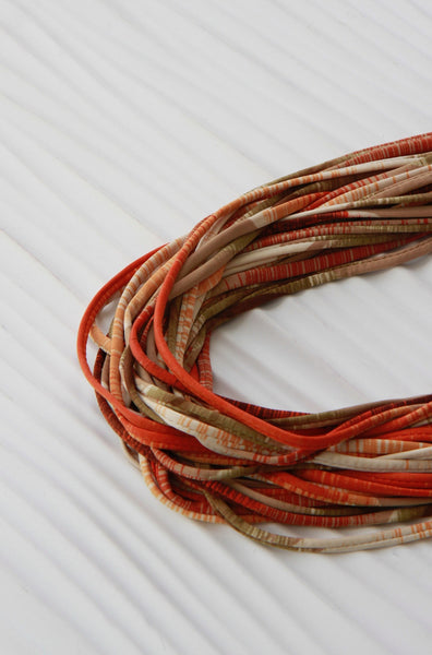 Orange and Tan Infinity Scarf Necklace 'Blurred Lines'