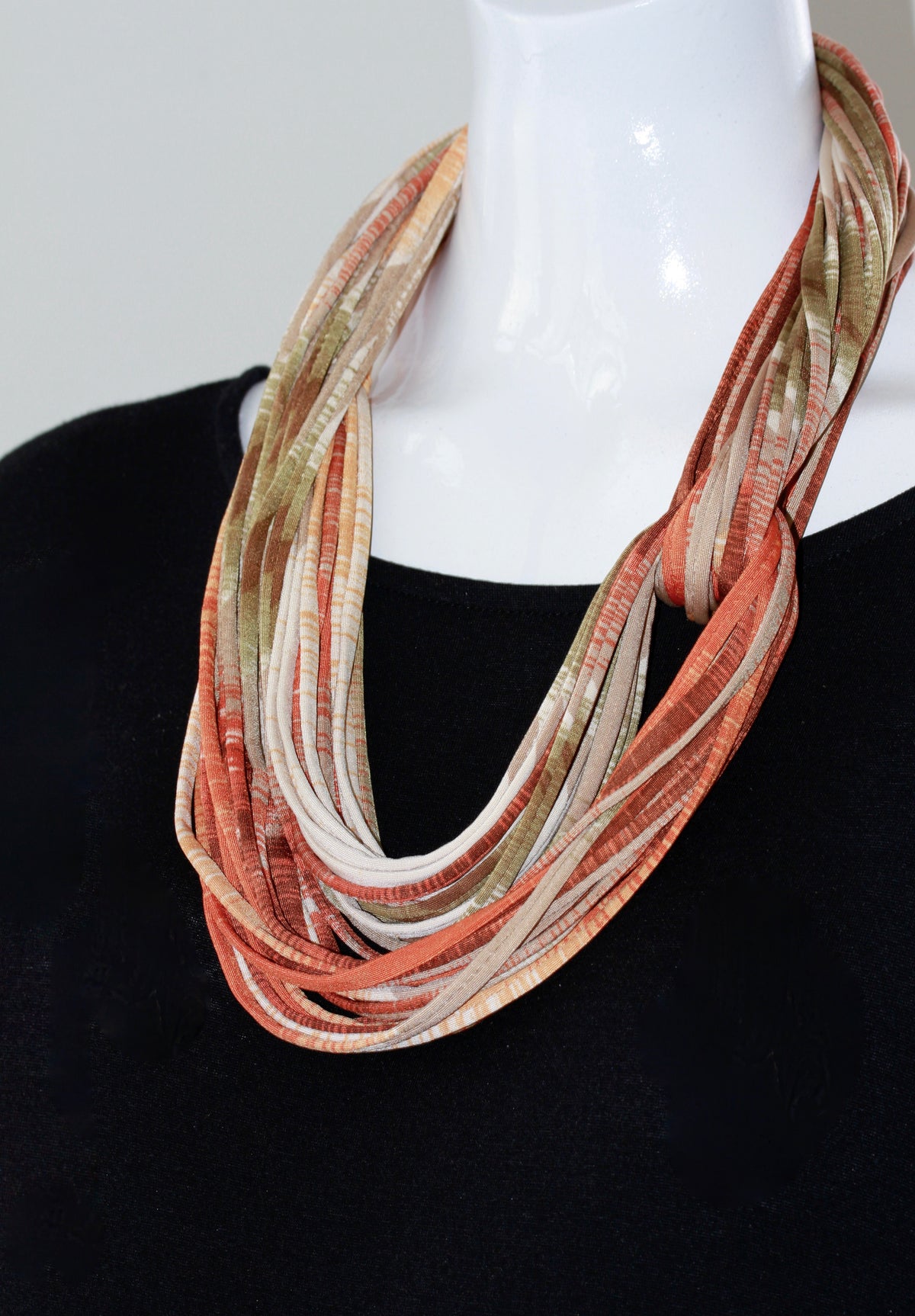 Orange and Tan Infinity Scarf Necklace &#39;Blurred Lines&#39;