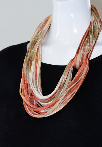 Orange and Tan Infinity Scarf Necklace 'Blurred Lines'