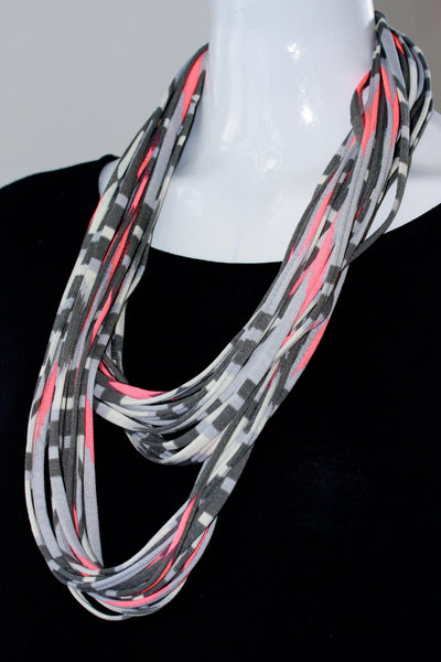 Infinity Scarf in Neon Pink and Grey "Glow"