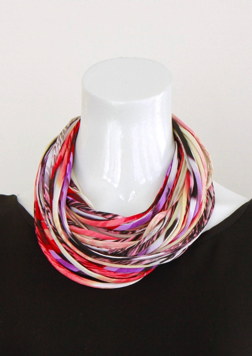 Infinity Scarf or Necklace in Multi-color Print &#39;Wavelength&#39;