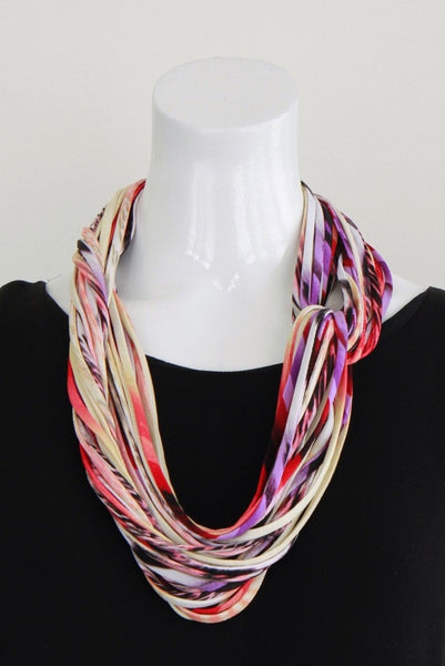 Infinity Scarf or Necklace in Multi-color Print 'Wavelength'