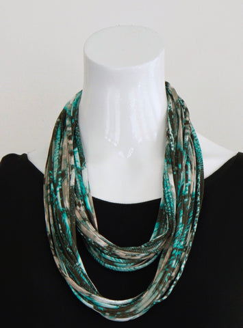 Turquoise Infinity Scarf or Necklace 'Crystal Clear '