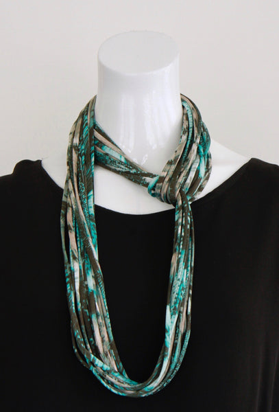 Turquoise Infinity Scarf or Necklace 'Crystal Clear '