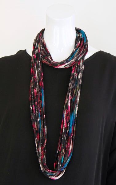 Infinity Scarf of Necklace in Dark Multi Color 'Layers'