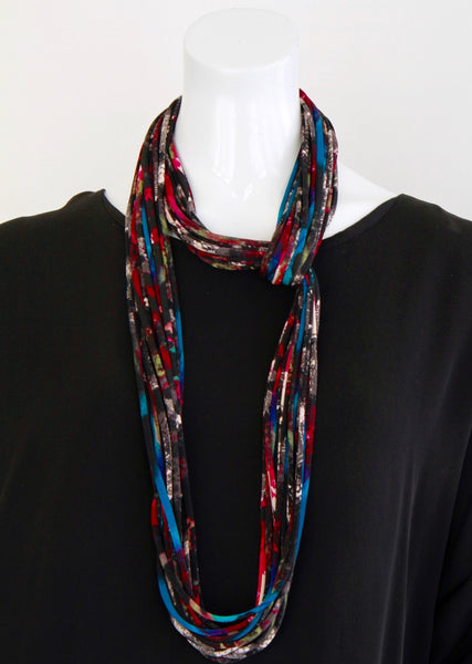 Infinity Scarf of Necklace in Dark Multi Color 'Layers'