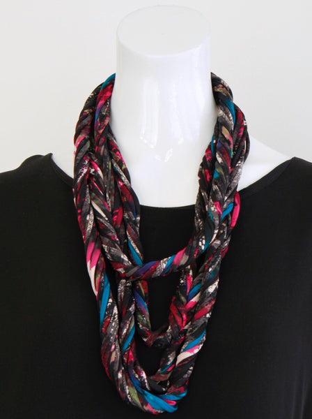 Infinity Scarf of Necklace in Dark Multi Color 'Layers'