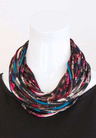 Infinity Scarf of Necklace in Dark Multi Color 'Layers'