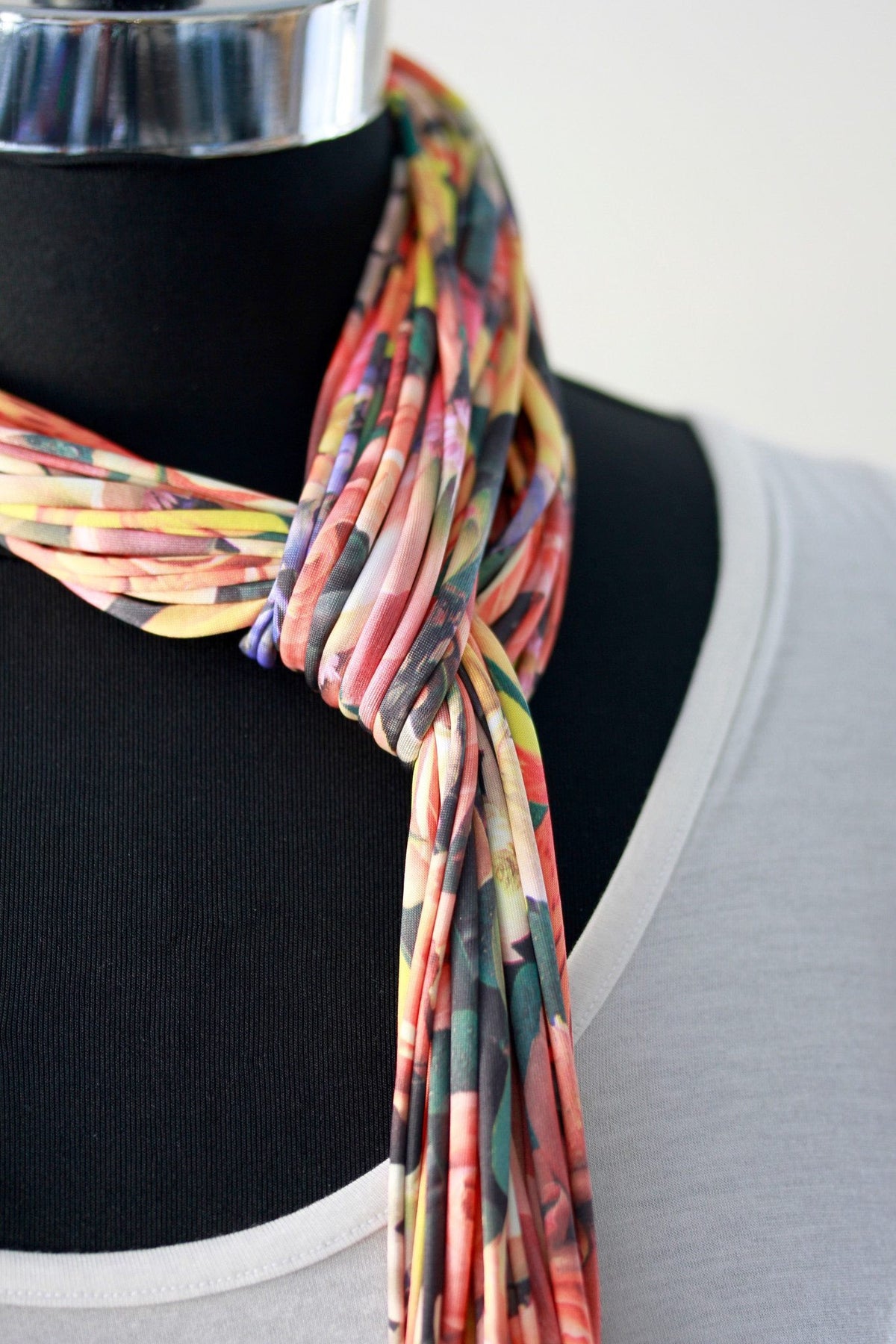 Handmade Floral Peach Infinity Scarf Necklace for Women